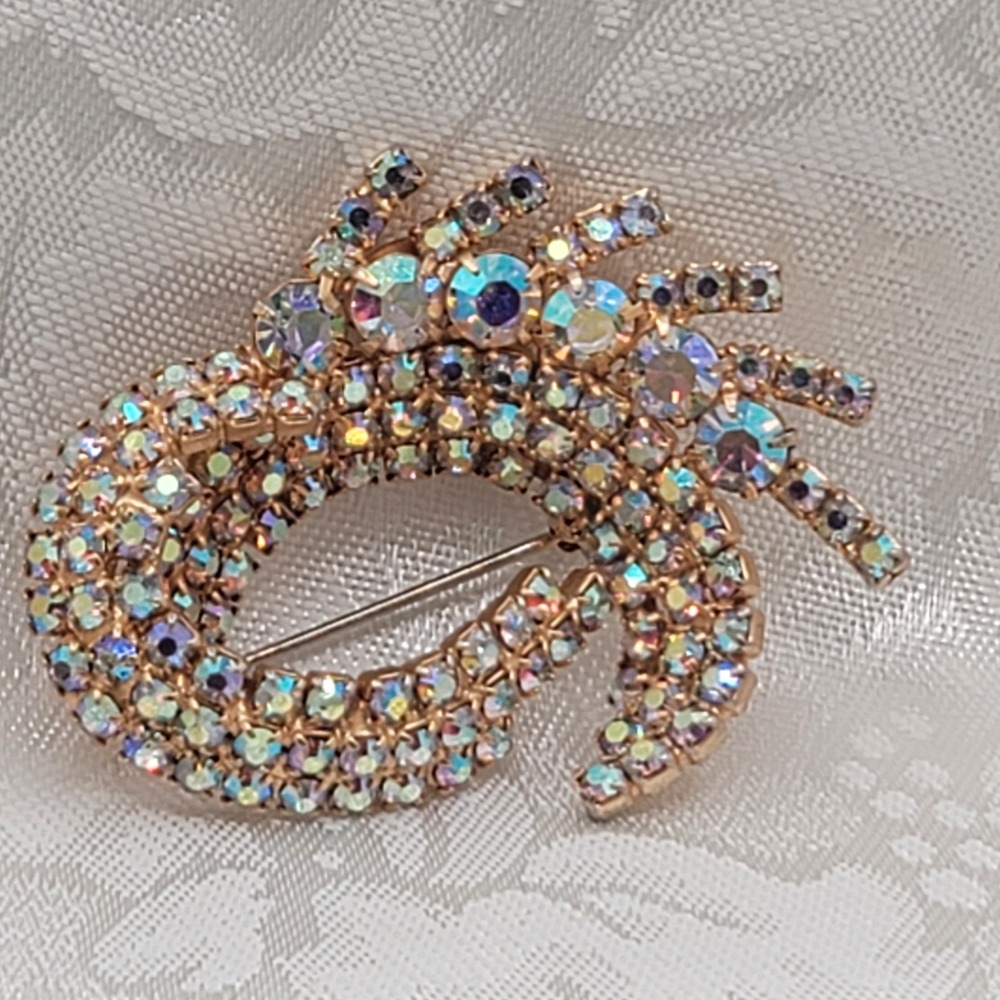 Alice Caviness Signed Vintage Stunning Sparkling AB Crystals Brooch Pin